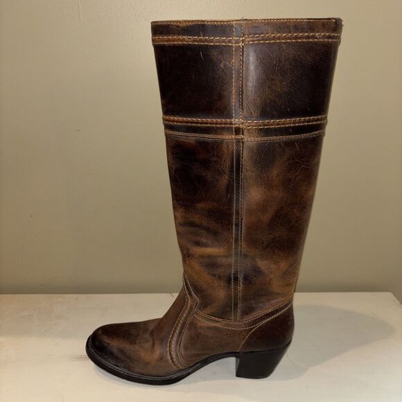 Frye White Label Tall Campus Pull On Boots Women's Size 8.5 B Distressed Brown - Picture 6 of 15